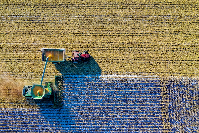 Tractor working on a farm